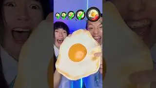 ASMR Emoji Sunny Side Up Eggs Food Challenge Small to Giant🍳🥵 #asmr #mukbang