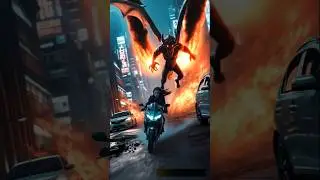 🔥Epic Chase: Girl vs Demon in Futuristic City!🏍️💨#shorts