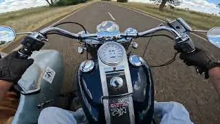 1988 Harley Davidson Heritage Softail and Sidecar with Cattle dog. Fifield Rd.