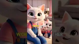 Mom Cat Teaches Kittens to Clean Together 🧹|#shorts #cat #kidsstories #catkid