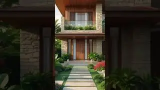 #32x48TropicalVilla | Modern Wood & Stone Natural Design  #dreamhomedaily #modernhome #shortsviral