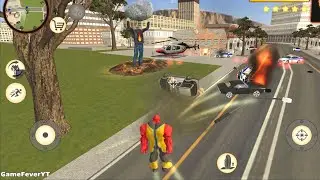 Stone Giant Rope Hero (Red Stone Man Fight Police Car) Police Jeep Car Blast - Android Gameplay HD