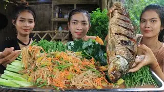 Yummy cooking Fried fish with papaya salad recipe - Cook Papaya salad