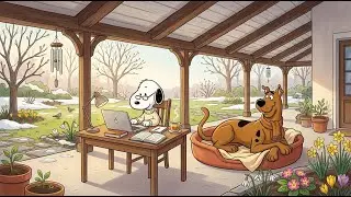 📚 Smooth Jazz for Study as Snoopy Focuses on a Covered Terrace in the Afternoon 🍃❄️
