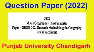 Question paper M.A Geography 3rd Semester Research Methodology in Geography Punjab university
