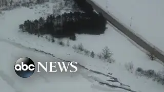 Snow covers Aroostock River in Maine