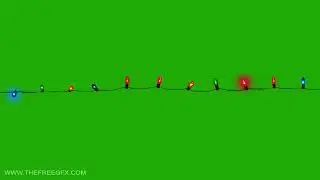 Christmas lights decoration green screen video, serial lights glowing