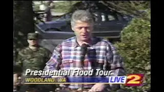 President Bill Clinton Visits Woodland, WA Flood Damage (Feb 14, 1996) &ndash; KATU 2 News Clip