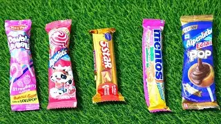 ASMR Most Popular Candys / some lots of colorful rainbow lollipop candy / unpacking chocolate eat