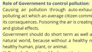 Role of government to control pollution chemistry 10th Ch#14