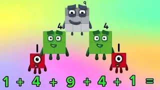 FIVE NUMBERBLOCKS SQUARE NUMBER ADDITION | LEARN TO ADD NUMBERS | hello george