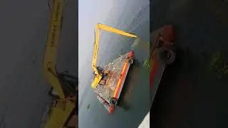 🚜 Excavator Meets Ship | River Engineering View