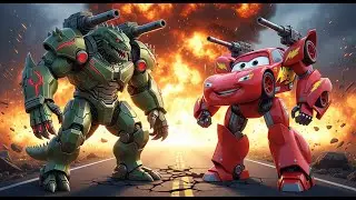 Epic Clash Robot MCQUEEN Battle vs GIANT Robot Crocodile - A Fight for Survival! Ai Cat Story