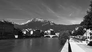 Grayscale Video of the Isere River in Grenoble | 4K UHD | FREE STOCK VIDEO
