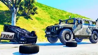GAZ Tiger vs ALL POLICE AND ARMY in GTA 5 mods