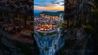 This Cliffside Restaurant View at Sunset Is Absolutely Breathtaking! 🌅✨ #sereneescape