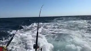 Trolling at the Triple Wrecks is decent size seas.   28 Carolina Classic with Cummins 4BTA engines
