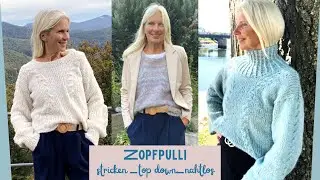 Zopfpullover stricken | top down und nahtlos | schnell fertig