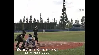 Benjamin Kim, La Mirada 2023, RHP OF, Apr 25, Game 25, vs Gahr
