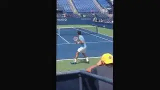 Grigor Dimitrov's hitting session w/ coach Roger Rasheed at US Open 2014 8/21/14 Armstrong Stadium