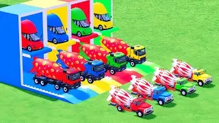 Garage with Colors - ALL MIXER TRUCK WITH DOUBLE FLATBED TRAILER TRUCK, SCANIA, MACK #41 - FS22