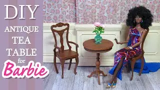DIY Barbie Antique Round Accent Table | How to Make Doll Furniture 1:6 Scale Handmade Crafts