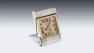 ANTIQUE 20thC CARTIER SOLID SILVER TRAVEL CLOCK c.1908