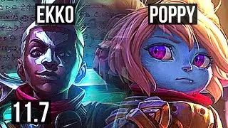 EKKO vs POPPY (JUNGLE) | 6/0/8, Rank 9 Ekko, 400+ games, Dominating | NA Challenger | v11.7