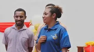 UPNG IPSA president ,Samson P LAMA,  pledge support to WPU students after their GrandFinal Debate. 
