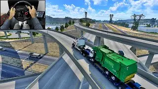 Garbage truck transport | American Truck Simulator | Logitech G29 Gameplay