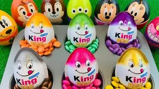Satisfying Video - Rainbow M&M Candy in Glossy Color Tray Circle with King Eggs ASMR