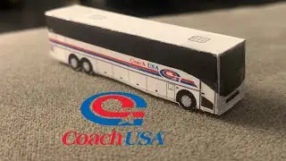 Coach USA CX45 paper bus building process (1:200 scale)