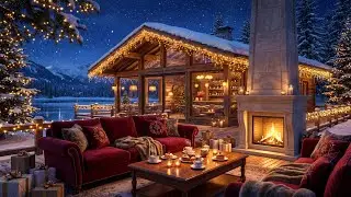 Warm Cozy Café ☕ Snowfall View & Smooth Jazz for Work and Study