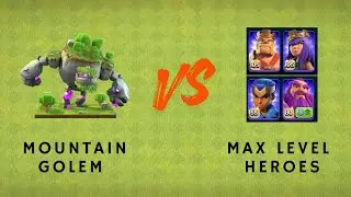 Clash Of Clans| Mountain Golem vs Max Level Heroes.#clashwithlelum #clashofclans #gaming 