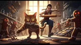 Epic Showdown: Cat and his mistress fight the gingerbread army in a hilarious battle!