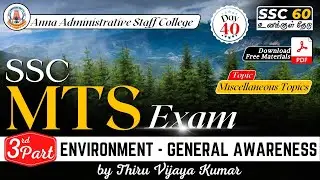 SSC MTS | Day - 40 | PART - 3b | Miscellaneous Topics | Environment | Thiru.Vijayakumar