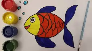 Drawing Fish. Easy painting and coloring for kids. Art and Learn. Рисование рыба для детей.