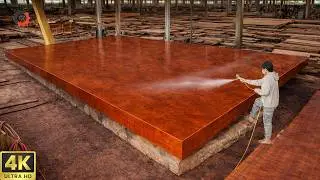 Extreme Wood Processing | Full Process of Cutting Colossal Logs into Stunning Giant Wood Tables