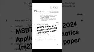 M2 Winter 2024 Question Paper | Diploma Engineering all branches | MSBTE model Question paper MSBTE