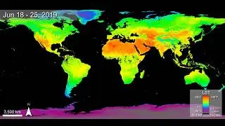 Global Land Surface Temperature from 2019 as observed by Terra MODIS