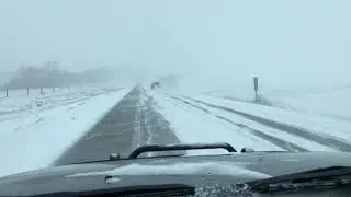 Driving through winter storm