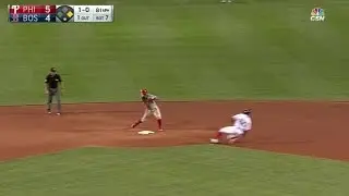 PHI@BOS: Neshek induces an inning-ending double play