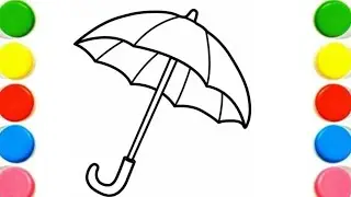 How to Draw a Cute Umbrella for Kids | Easy Umbrella Drawing and Coloring Tutorial
