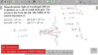 Monochromatic light of wavelength 580nm is incident on a slit of width 0.30mm. The screen is 2m from