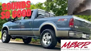 CRAZY LOUD 2006 F350 6.0 Powerstroke (MBRP 5 inch Exhaust Review)