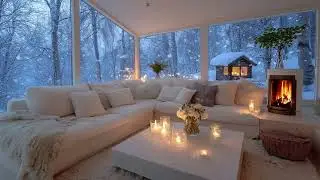 ❄️ Cozy Winter Lounge | Relaxing Soft Piano, Flower Sounds & Glowing Fire for Sleep, Stress Relief
