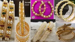 Beautiful Pearls Gold  Bangles Collections 🤗 #pearl #bangles #gold
