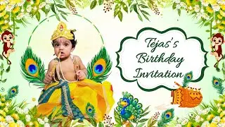 Krishna Theme First Birthday Invitation Video #viralvideo