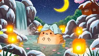 Winter Onsen With My Cat ♨️ Winter Lofi ❄️ Peaceful Lofi for Stress Relief & Deep Sleep