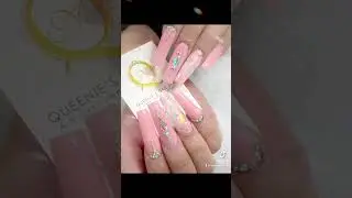 Pink & peach acrylic nails (3 different designs) @queeniesnailspa